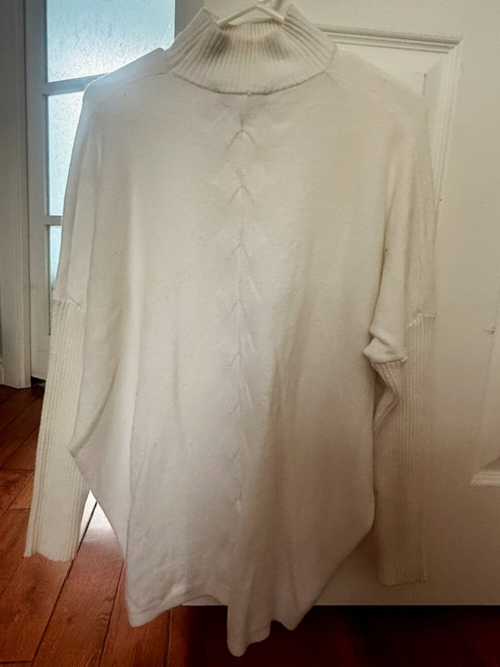 Frank Lyman Ivory Turtleneck Sweater with Split Back – Medium